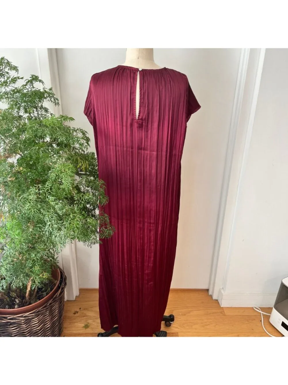 MADEWELL‎ Short-Sleeve Slip Midi Dress in Burgundy Size Medium